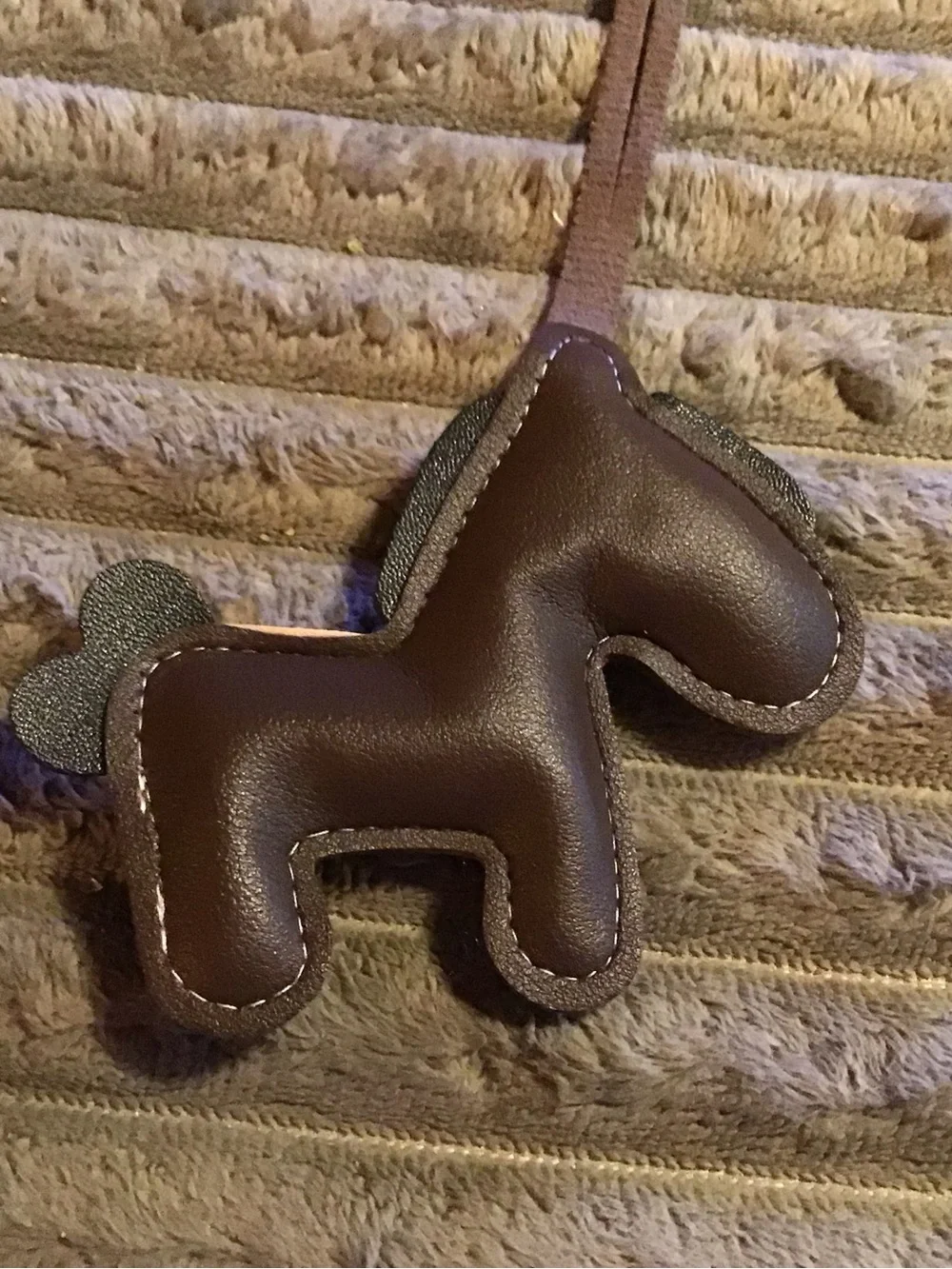 Brown leather Pony with Pink Saddle bag charm